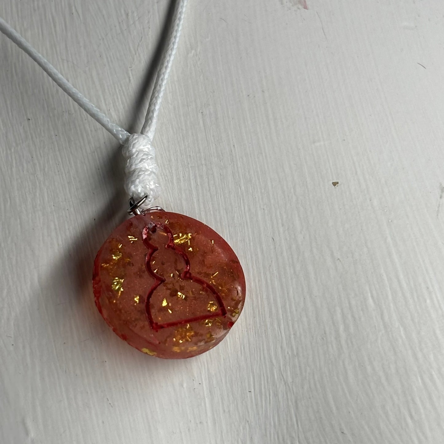 Amber Red Pawn - Handmade Resin Chess Necklace