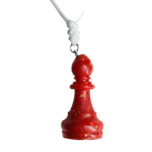 Red Crystal Bishop - Handmade Resin Chess Necklace