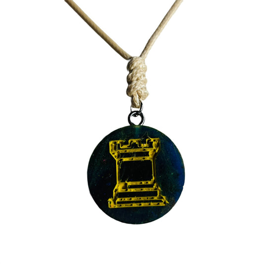 Navy Blue Rook - Handmade Resin Chess Necklace