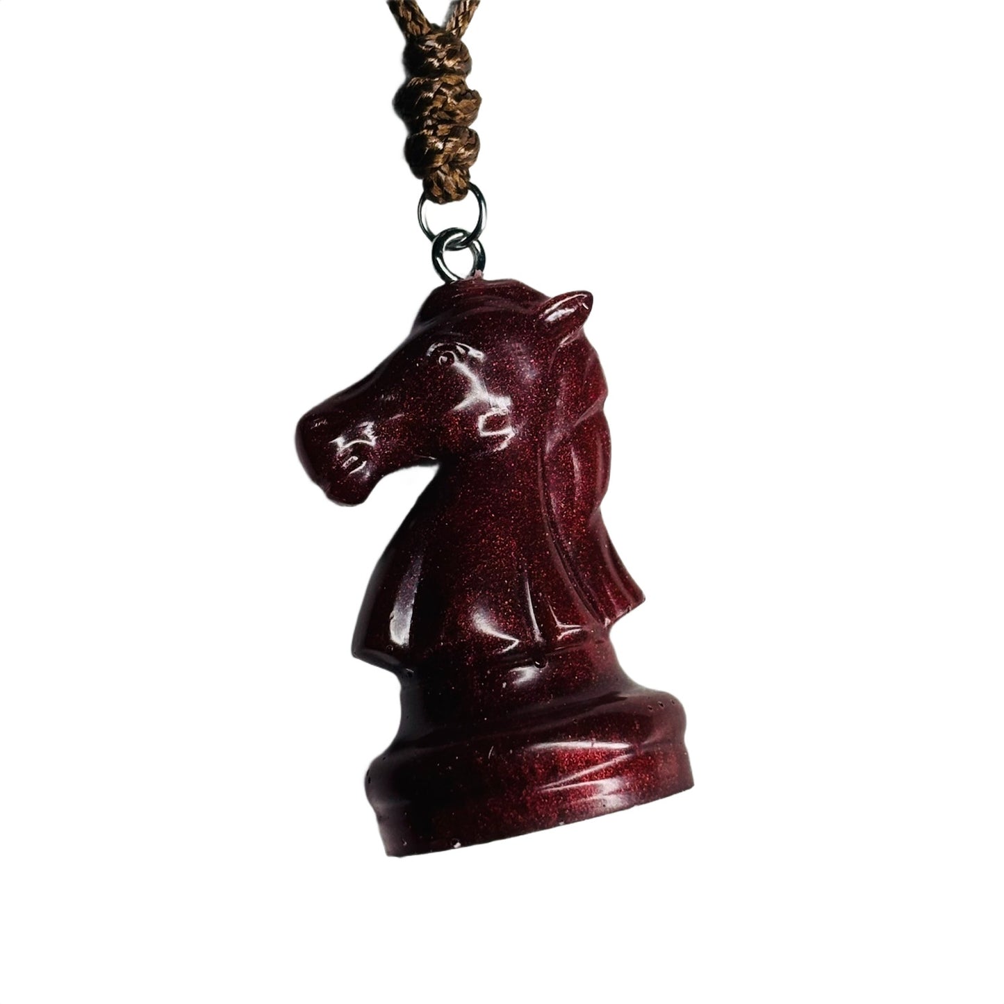 Violet Red Knight - Handmade Resin Chess Necklace