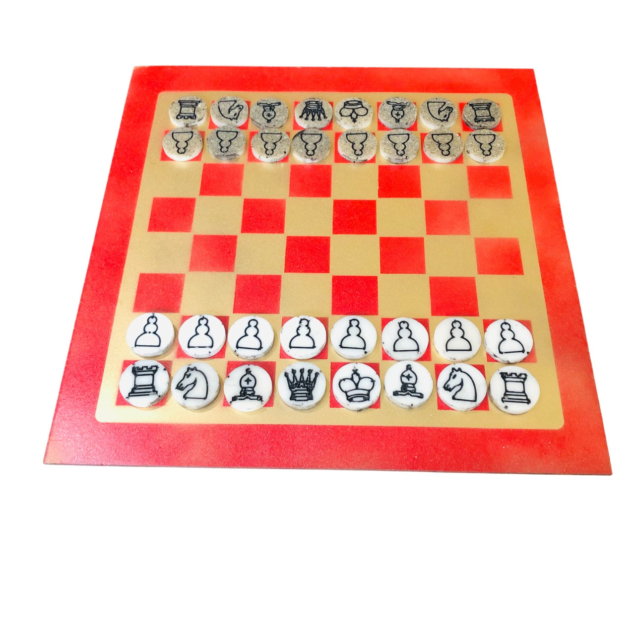 Supreme Golden Red- Painted Chess Set