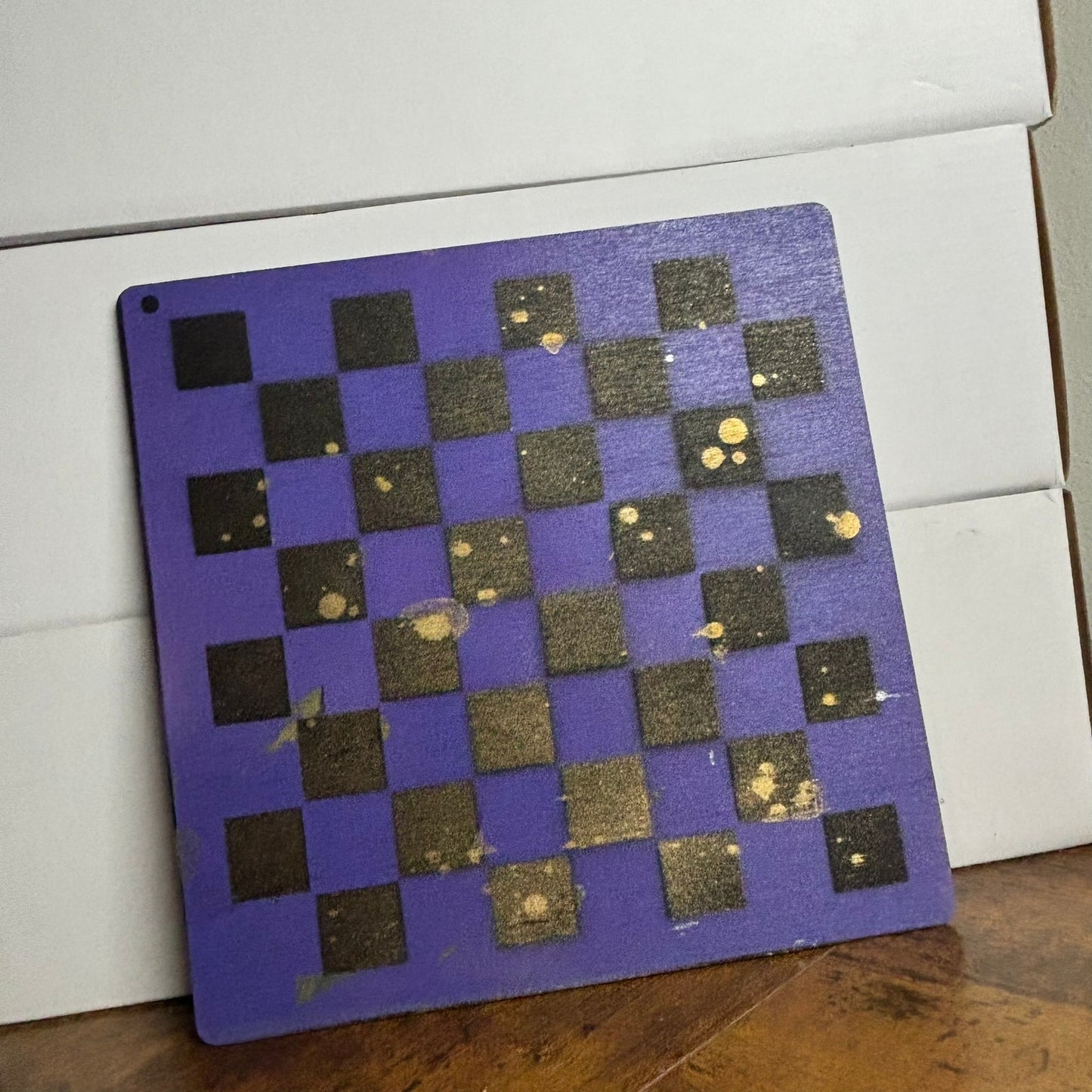 Purple Golden Hue - Painted Thin Wooden Chess Board
