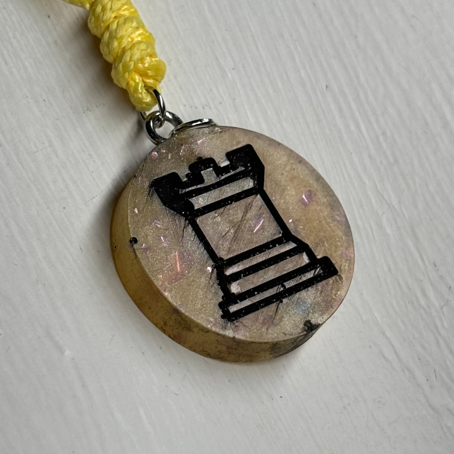 Yellow Rook - Handmade Resin Chess Necklace