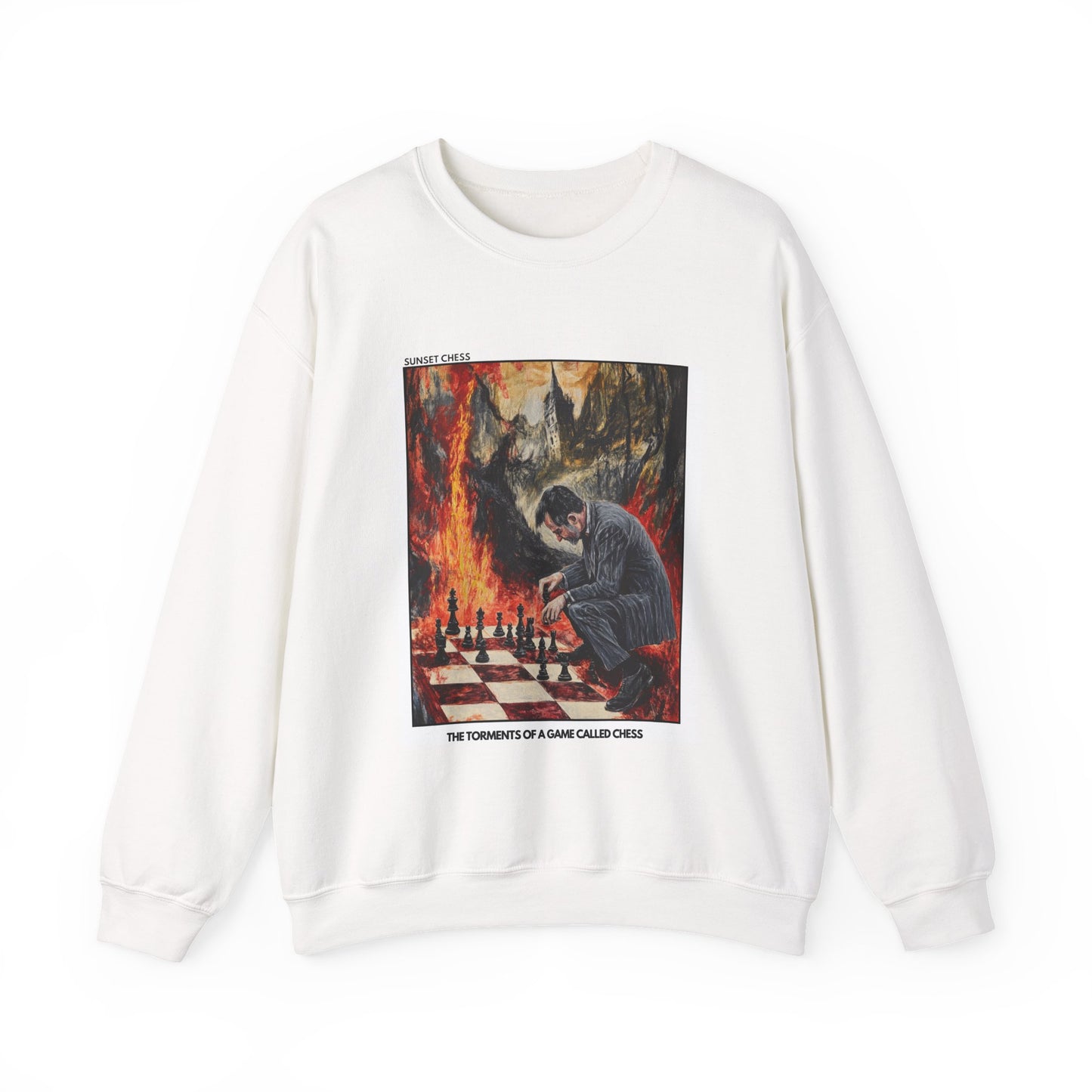 Torments of Chess - White Chess Crewneck Sweater
