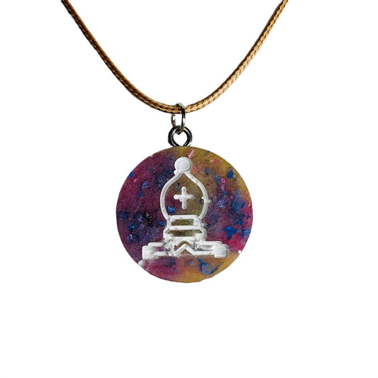 Purple Crystal Bishop - Handmade Resin Chess Necklace
