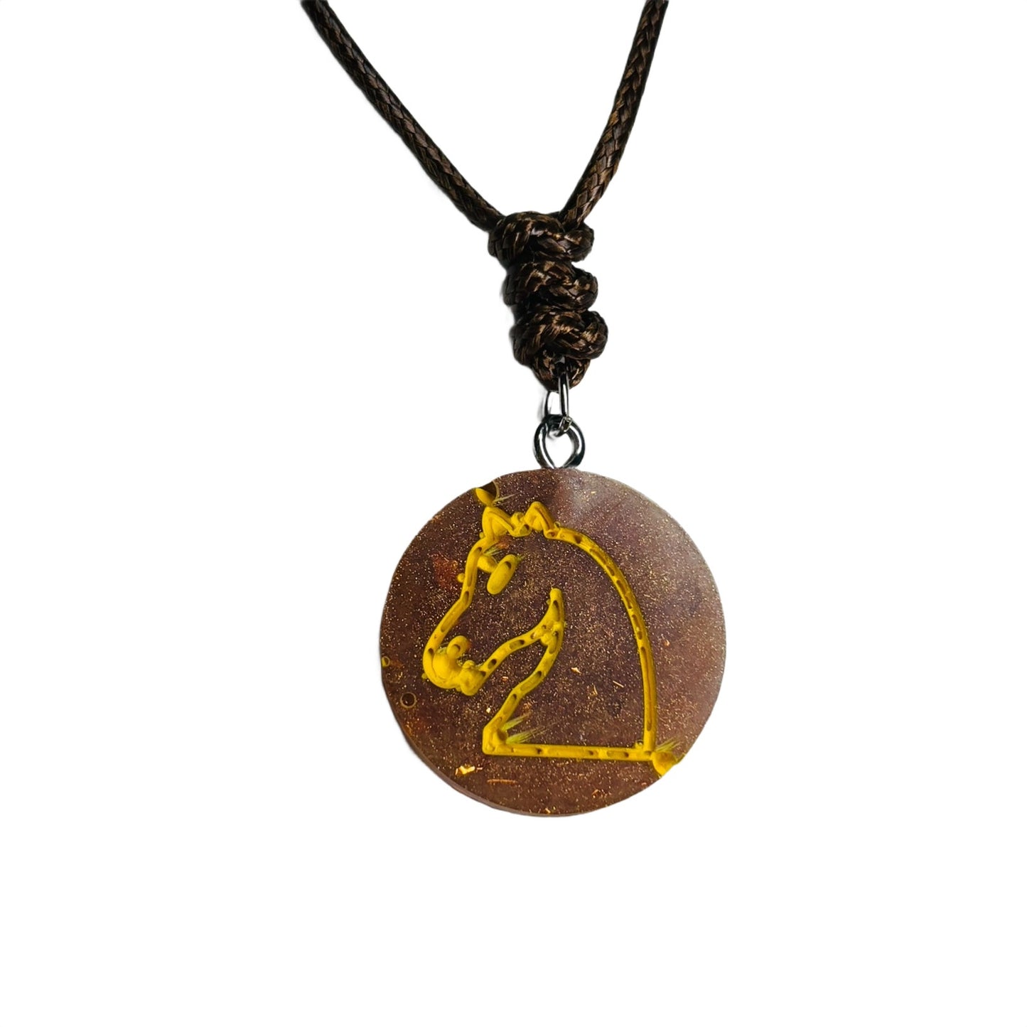 Rusted Brown Knight - Handmade Resin Chess Necklace