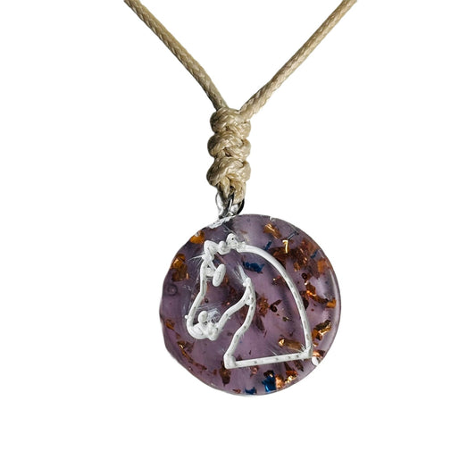 Classy Purple Knight - Handmade Resin Chess Necklace