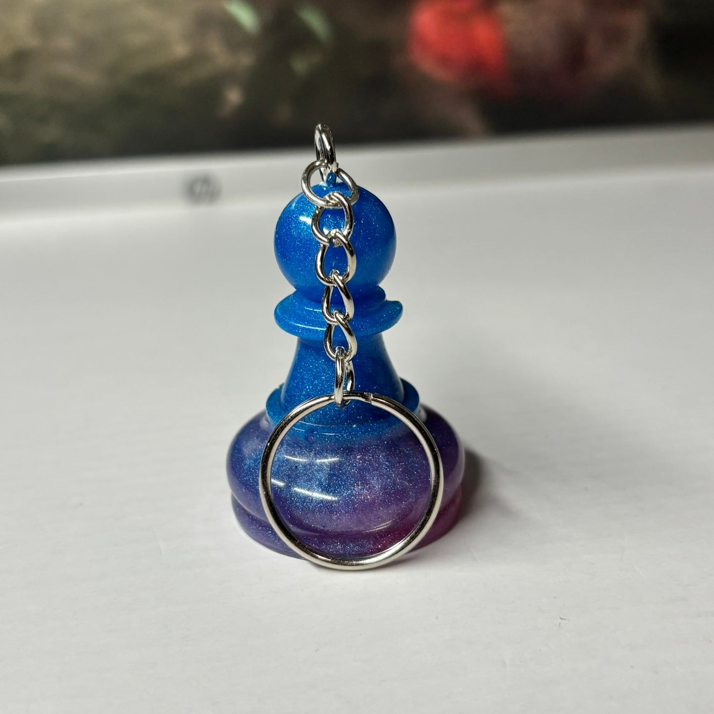 Pop Blue Pawn - Handmade Resin Keychain - Large Edition