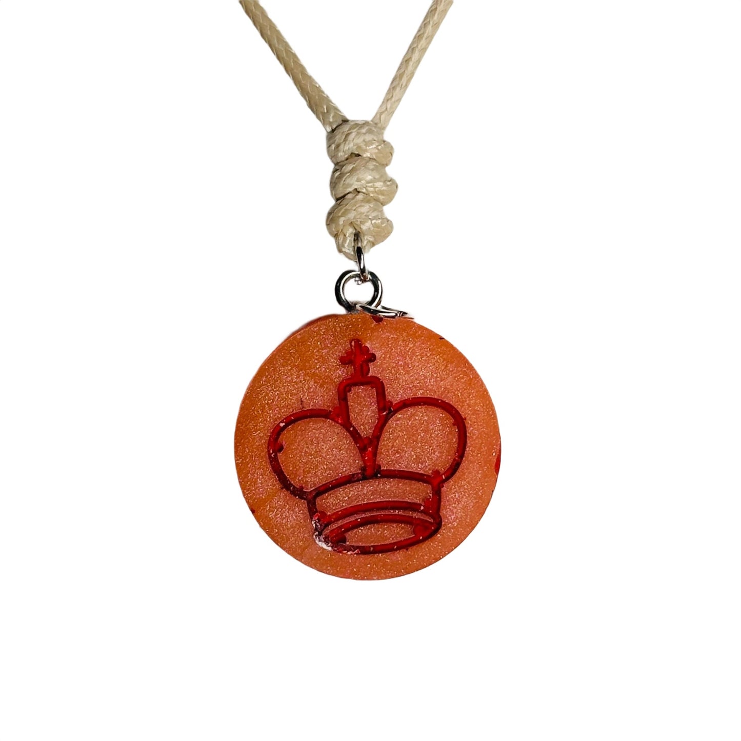 Orange Fire King - Handmade Resin Chess Necklace