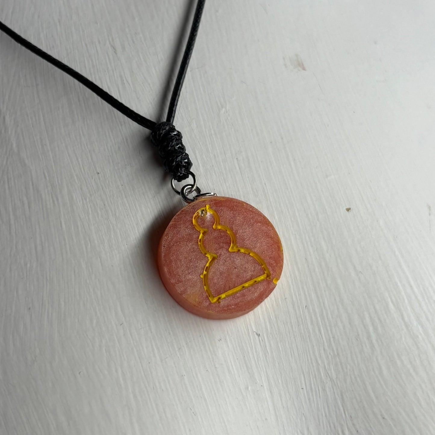 Peach Pink Pawn - Handmade Resin Chess Necklace