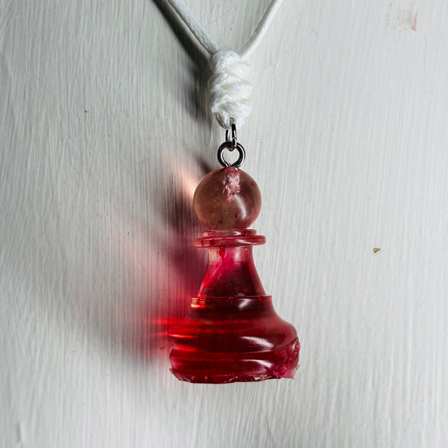 Red Swivel Pawn - Handmade Resin Chess Necklace
