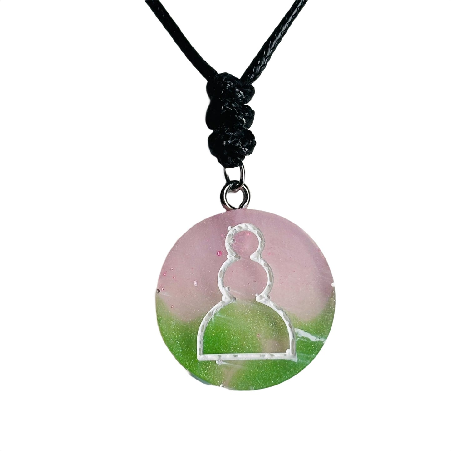 Pink & Green Pawn - Handmade Resin Chess Necklace
