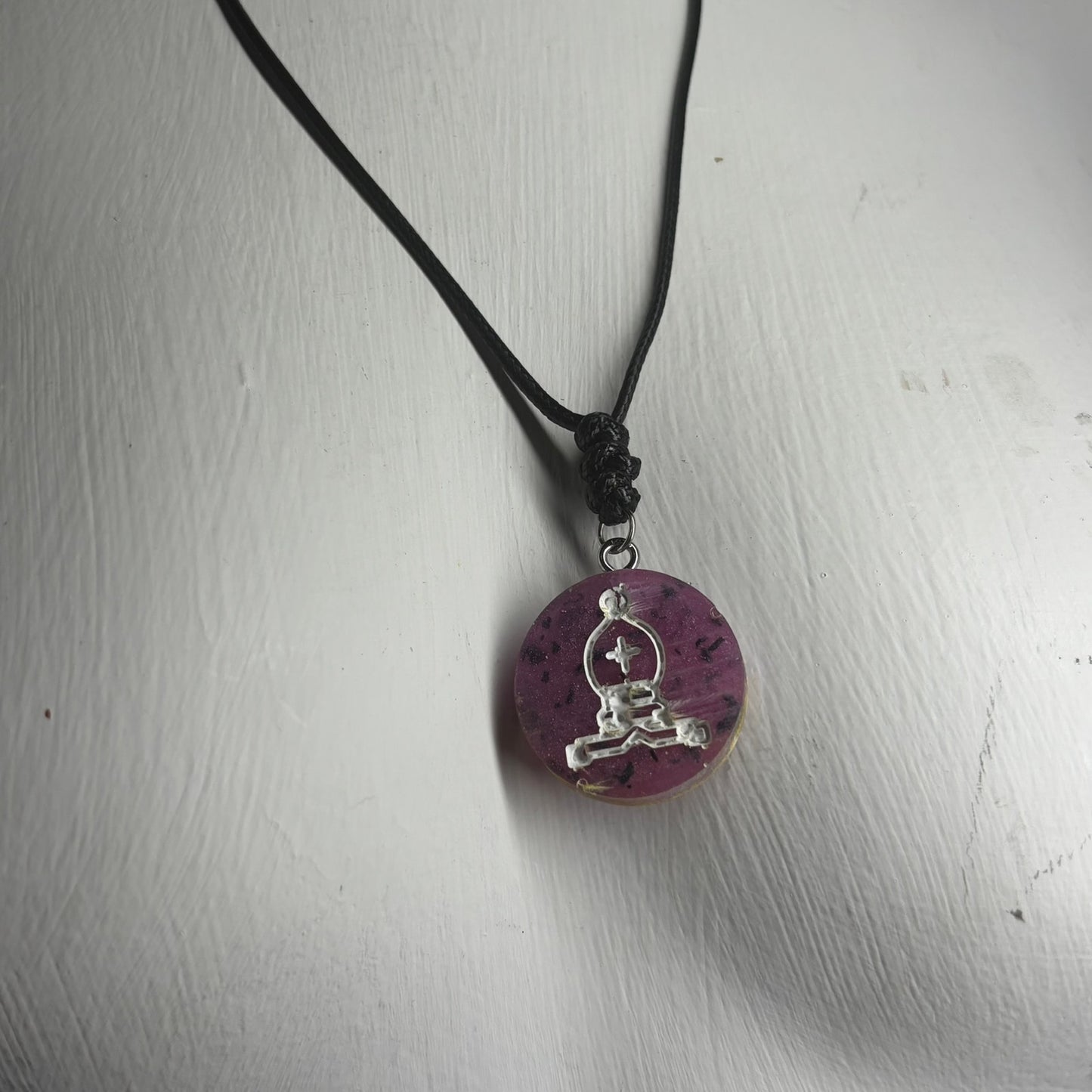 Spotted Purple Bishop - Handmade Resin Chess Necklace