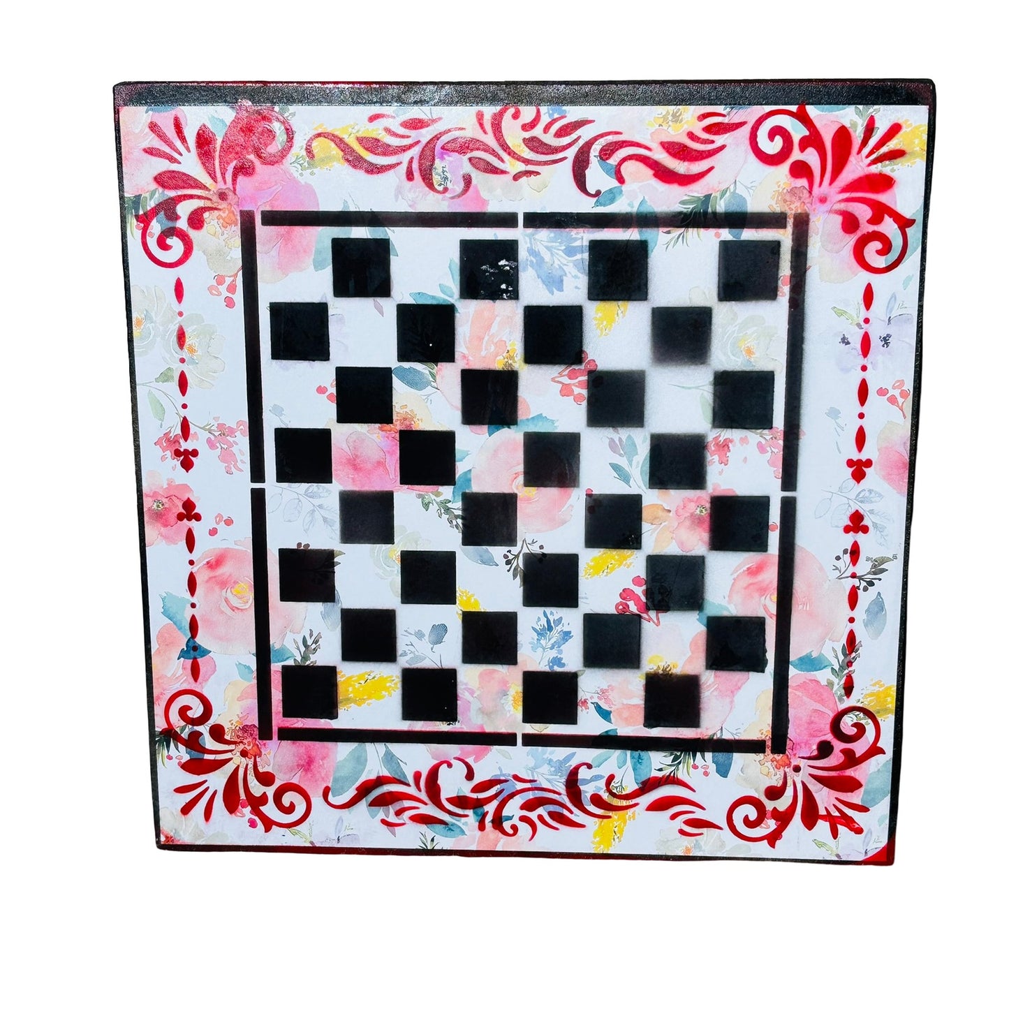 Rose Red Flowers - Scrapbook Chess Board