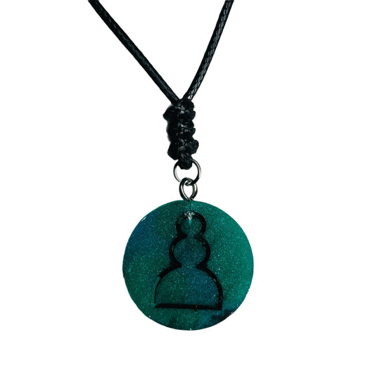 Forest Green Pawn - Handmade Resin Chess Necklace