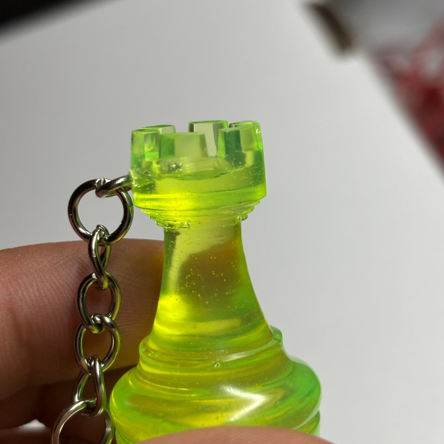 Lime Green Rook - Handmade Resin Keychain