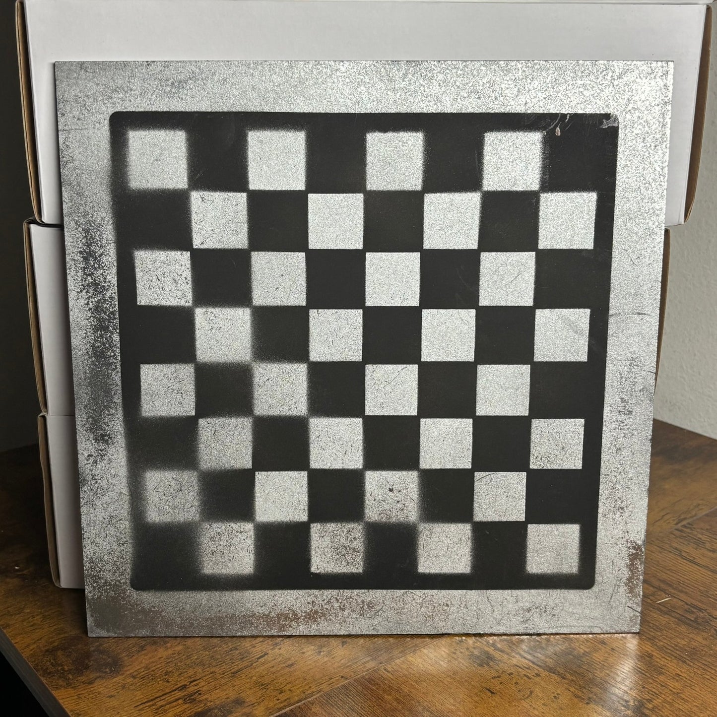 Black & Silver - Painted Chess Board
