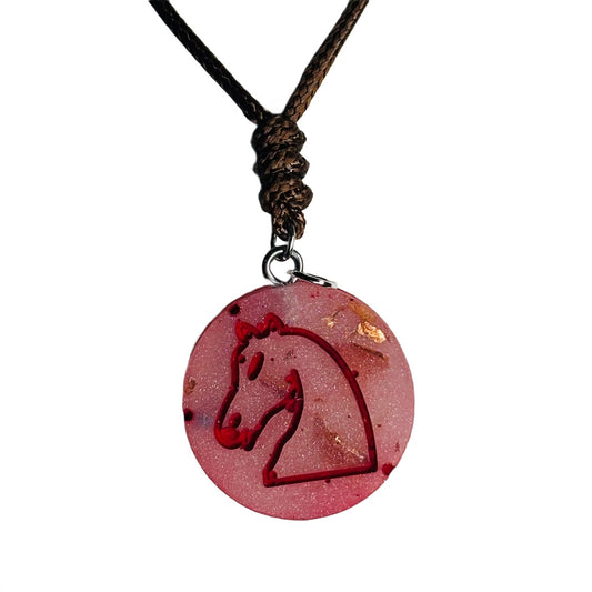 Crystal Red Knight - Handmade Resin Chess Necklace