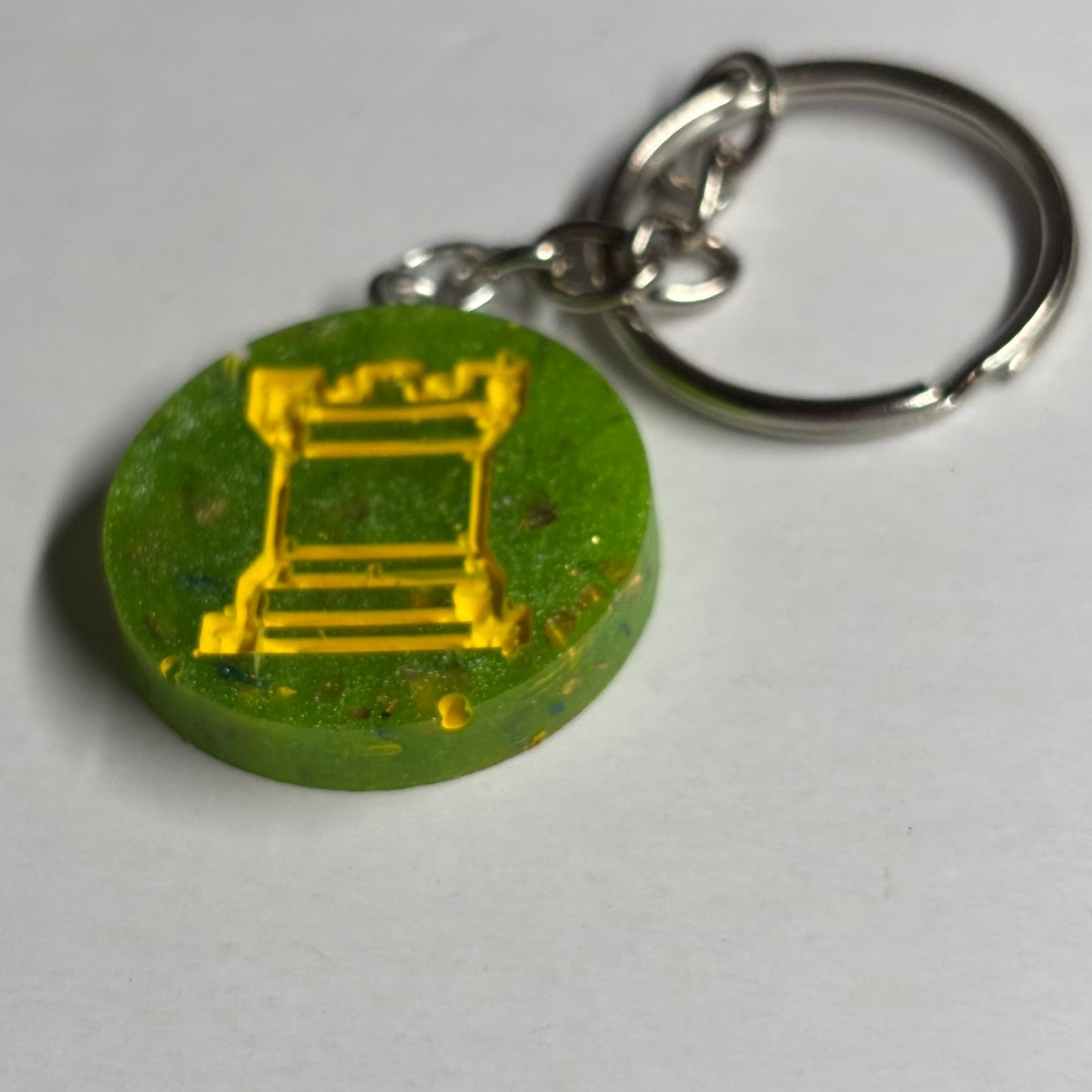 Yellow Green Rook - Handmade Resin Keychain