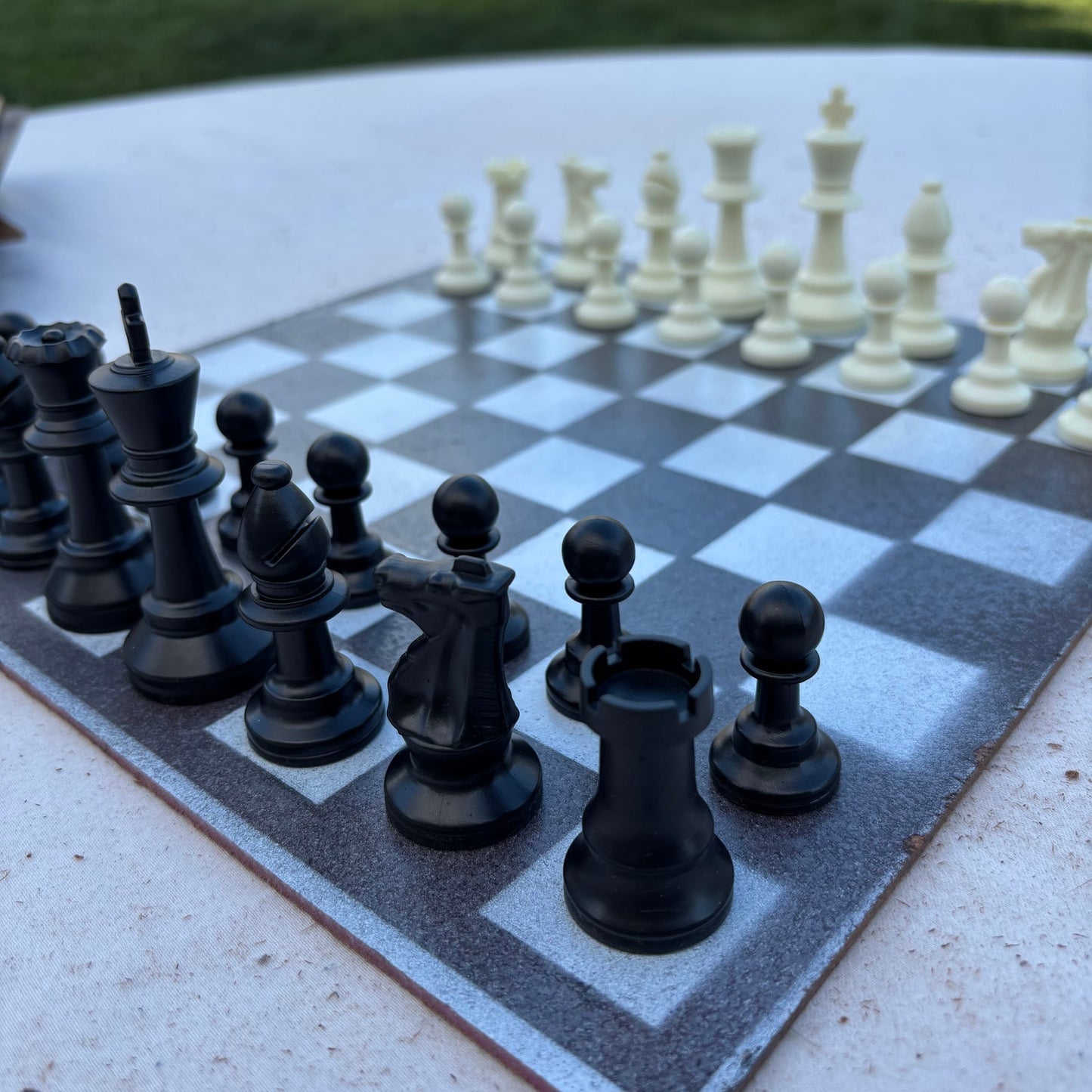 Gray & White - Painted Chess Set