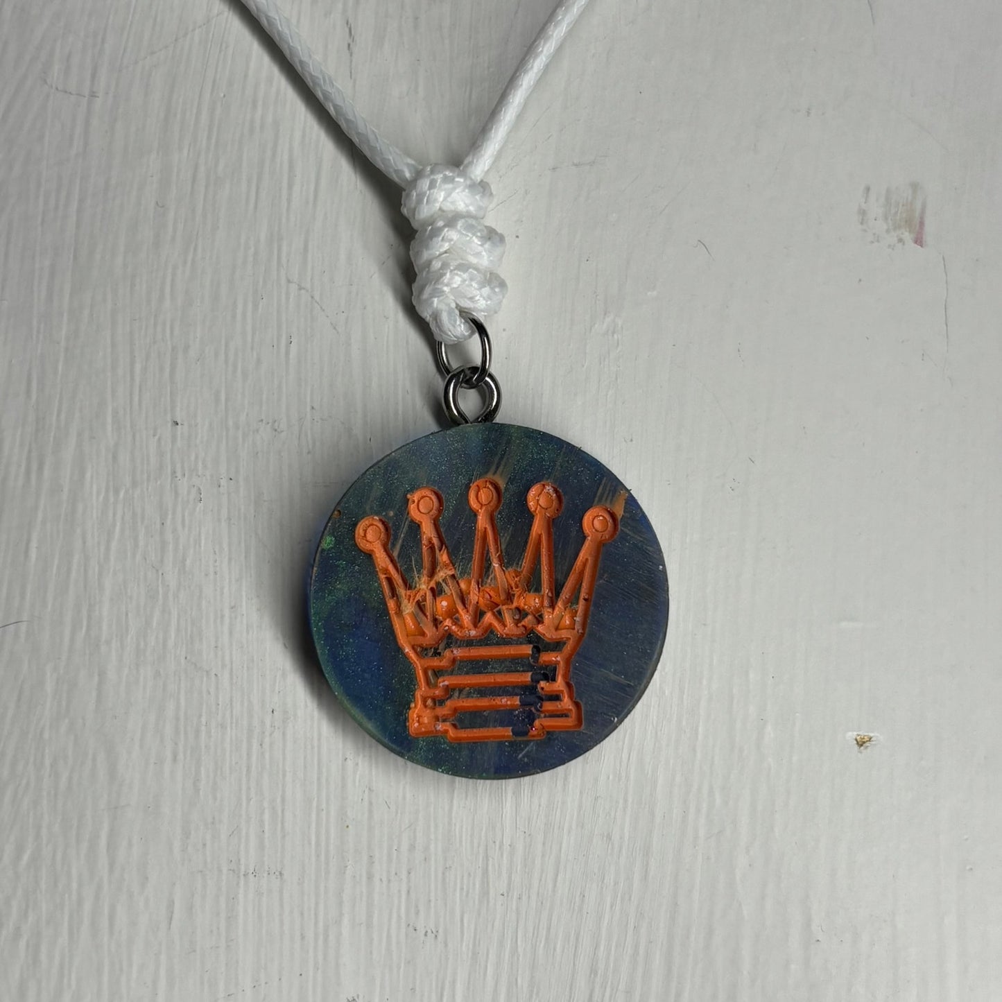 Prestigious Orange King - Handmade Resin Chess Necklace