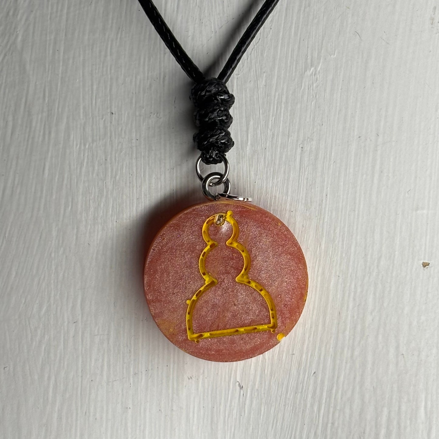 Peach Pink Pawn - Handmade Resin Chess Necklace