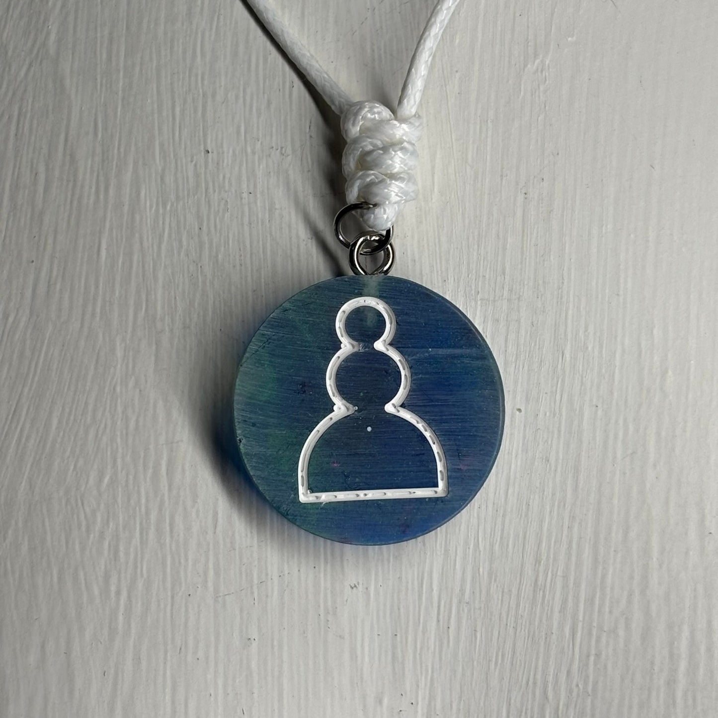 Brushed Blue Pawn - Handmade Resin Chess Necklace