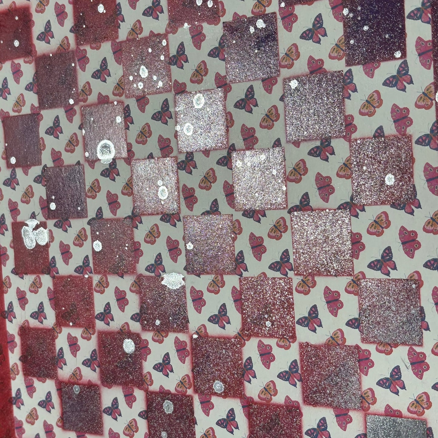 Red Butterflies - Scrapbook Chess Board