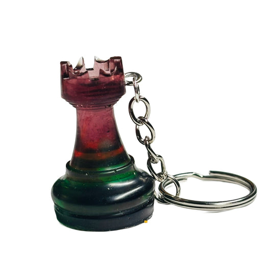 Green/Violet Rook - Handmade Resin Keychain