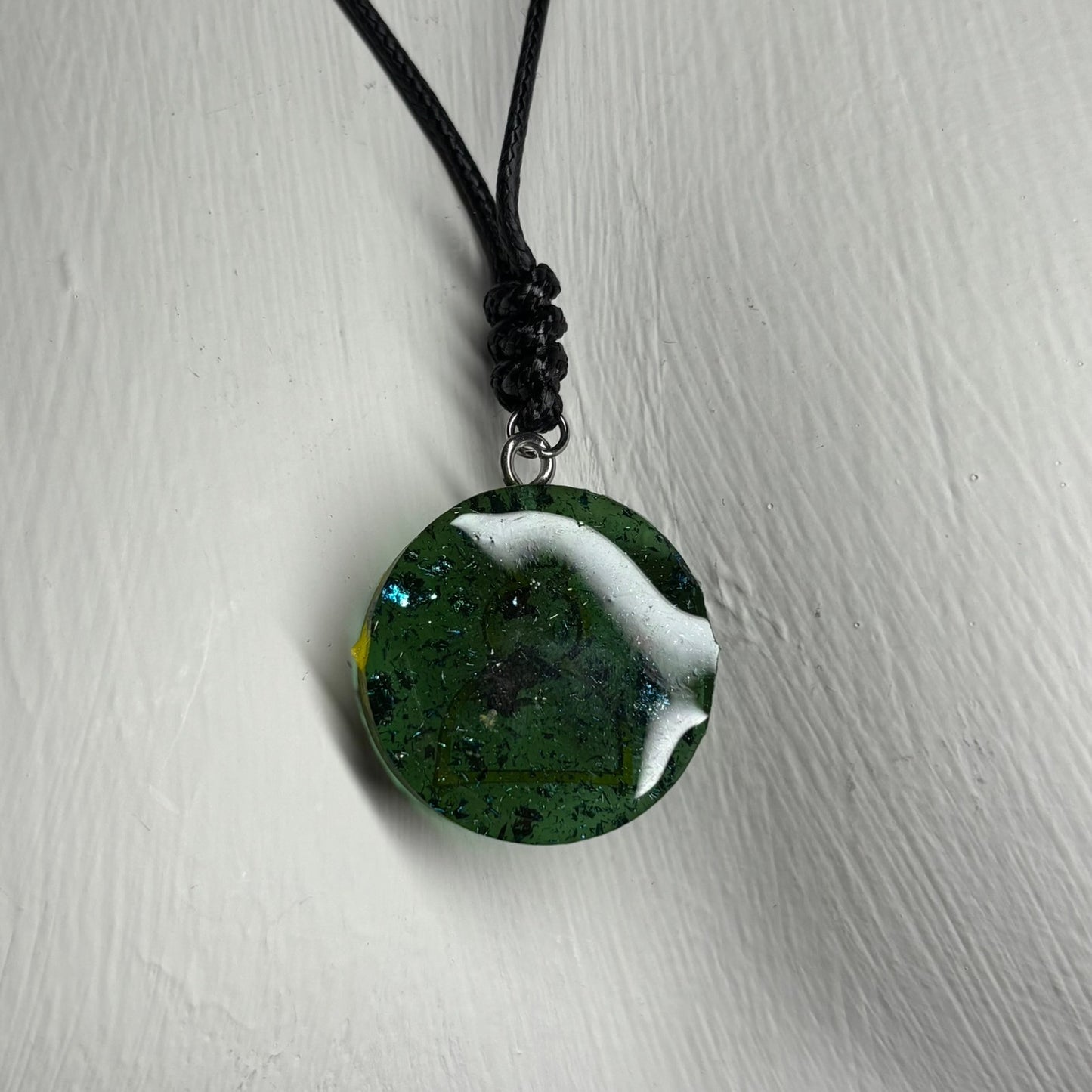 Dark Green Forest Pawn - Handmade Resin Chess Necklace