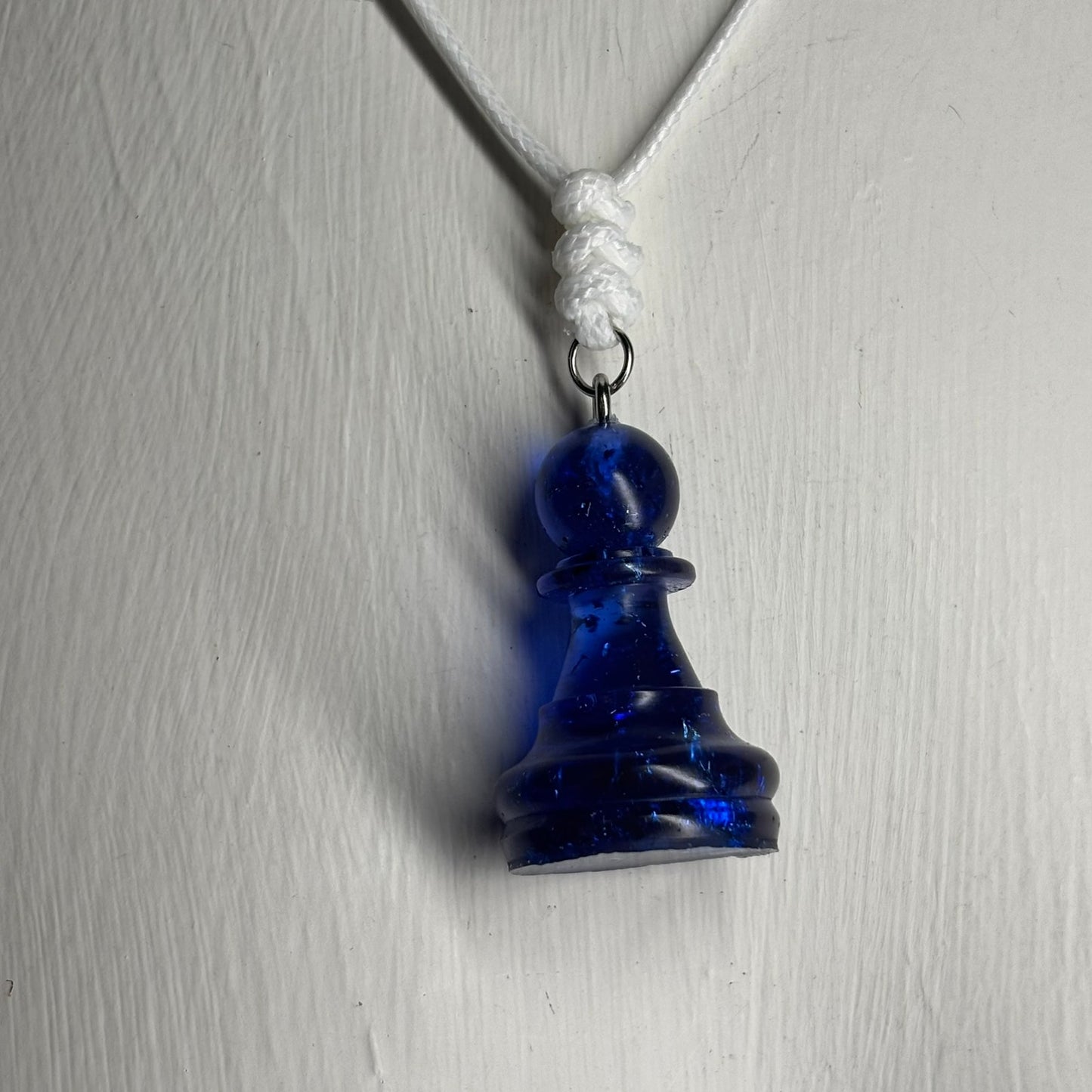 Deep Blue Pawn - Handmade Resin Chess Necklace