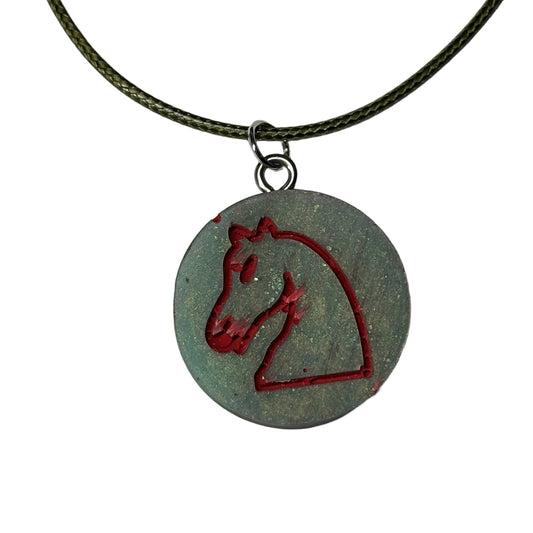 Fading Green - Handmade Resin Chess Necklace