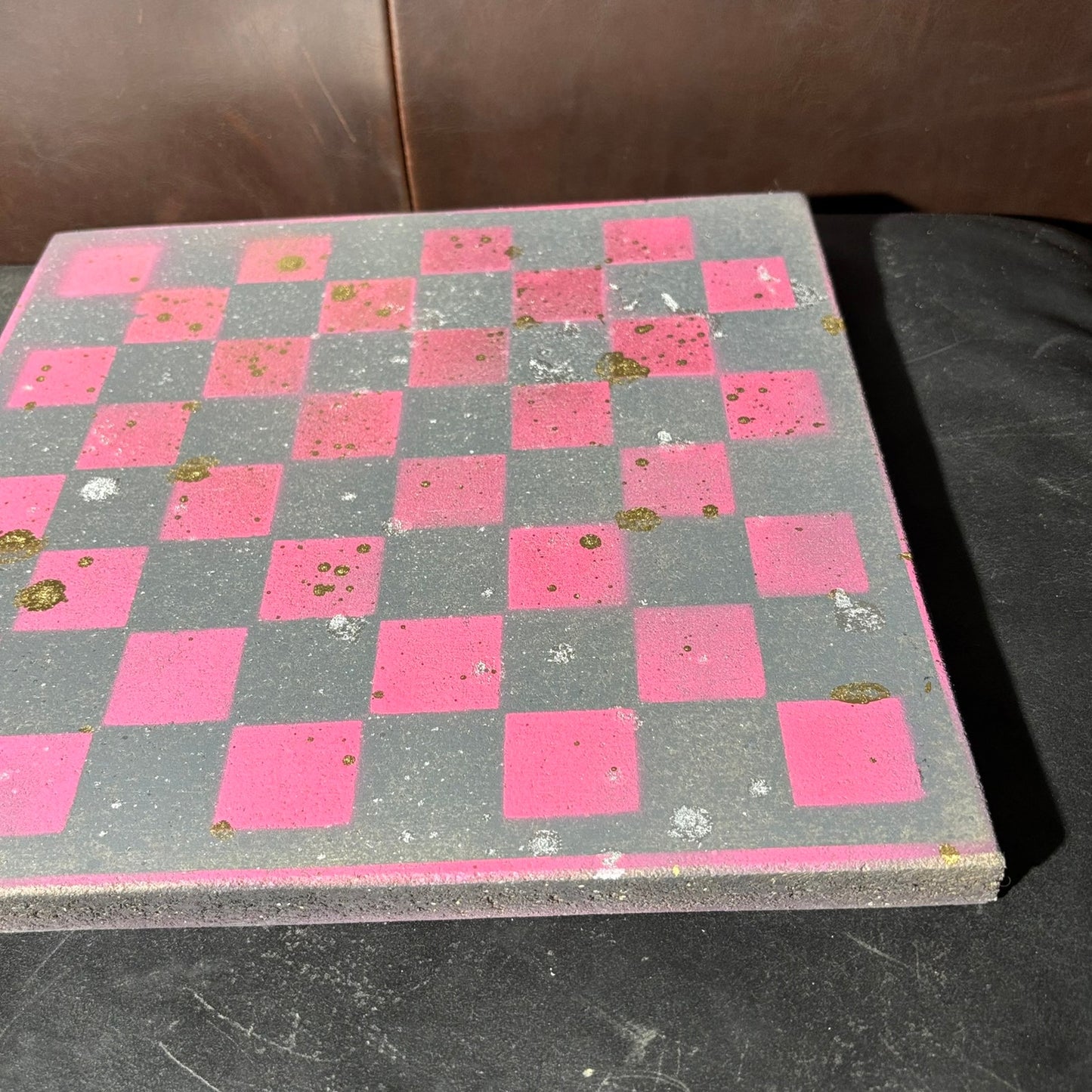 Gray & Pink - Painted Chess Board