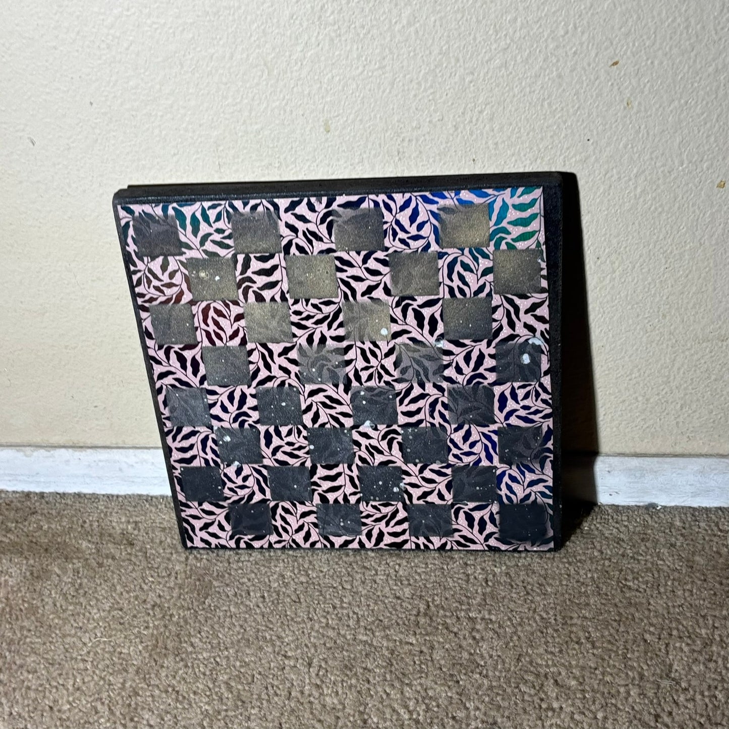 Vintage Black Leaves - Scrapbook Chess Board