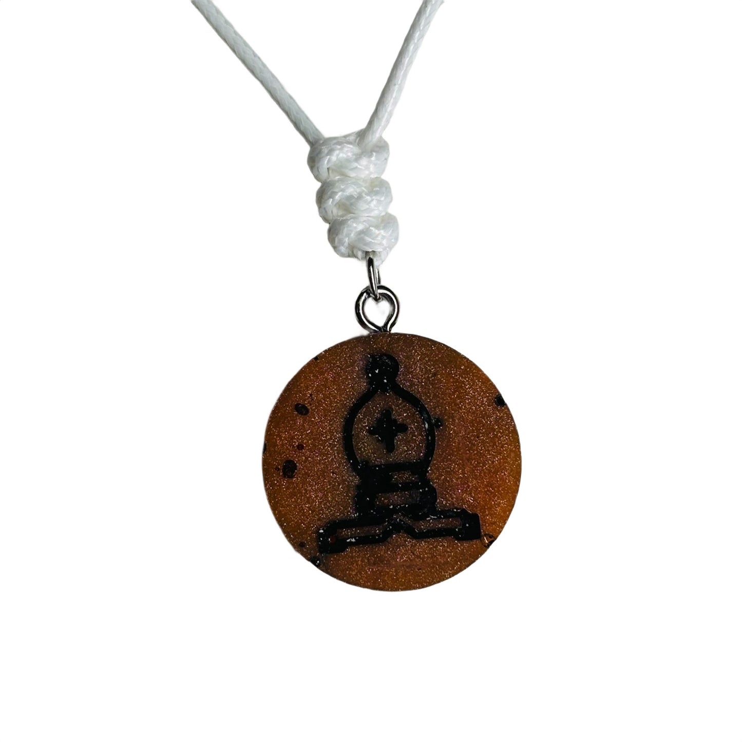 Dark Orange Bishop - Handmade Resin Chess Necklace