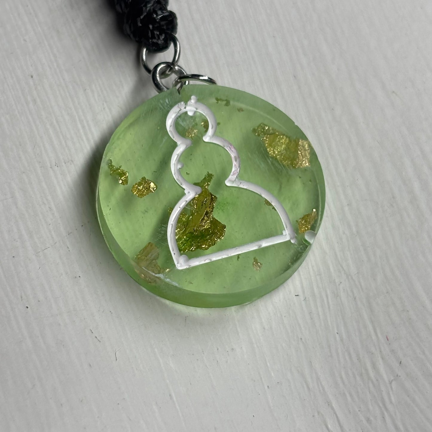 Lime Green Pawn - Handmade Resin Chess Necklace