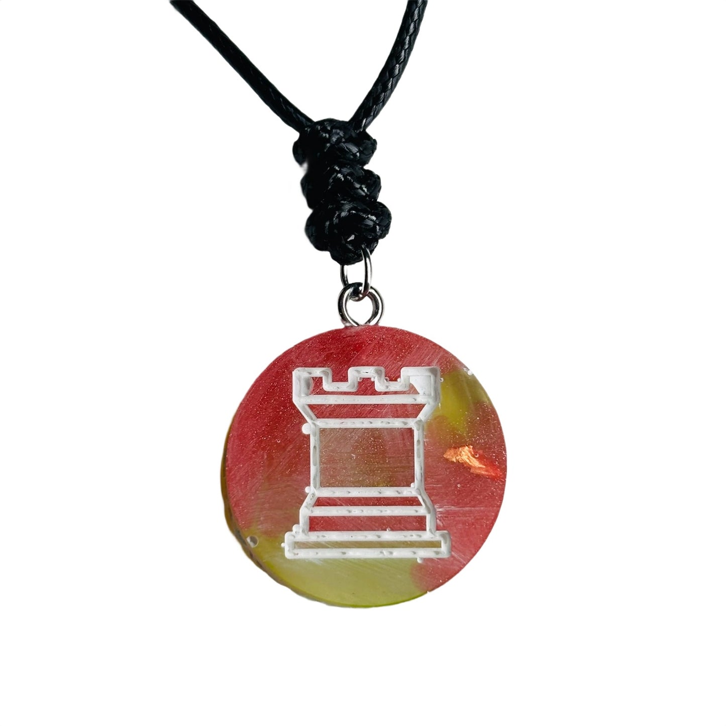 Pink Berry Rook - Handmade Resin Chess Necklace