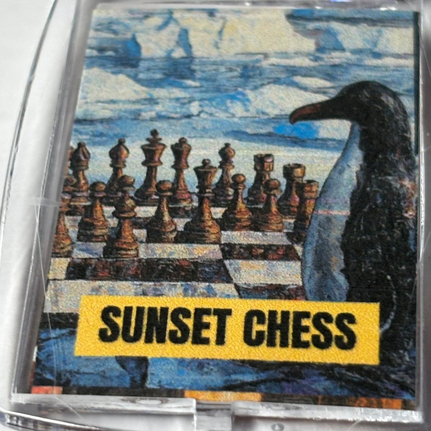 Penguin Games - Sunset Chess Photo Keychain