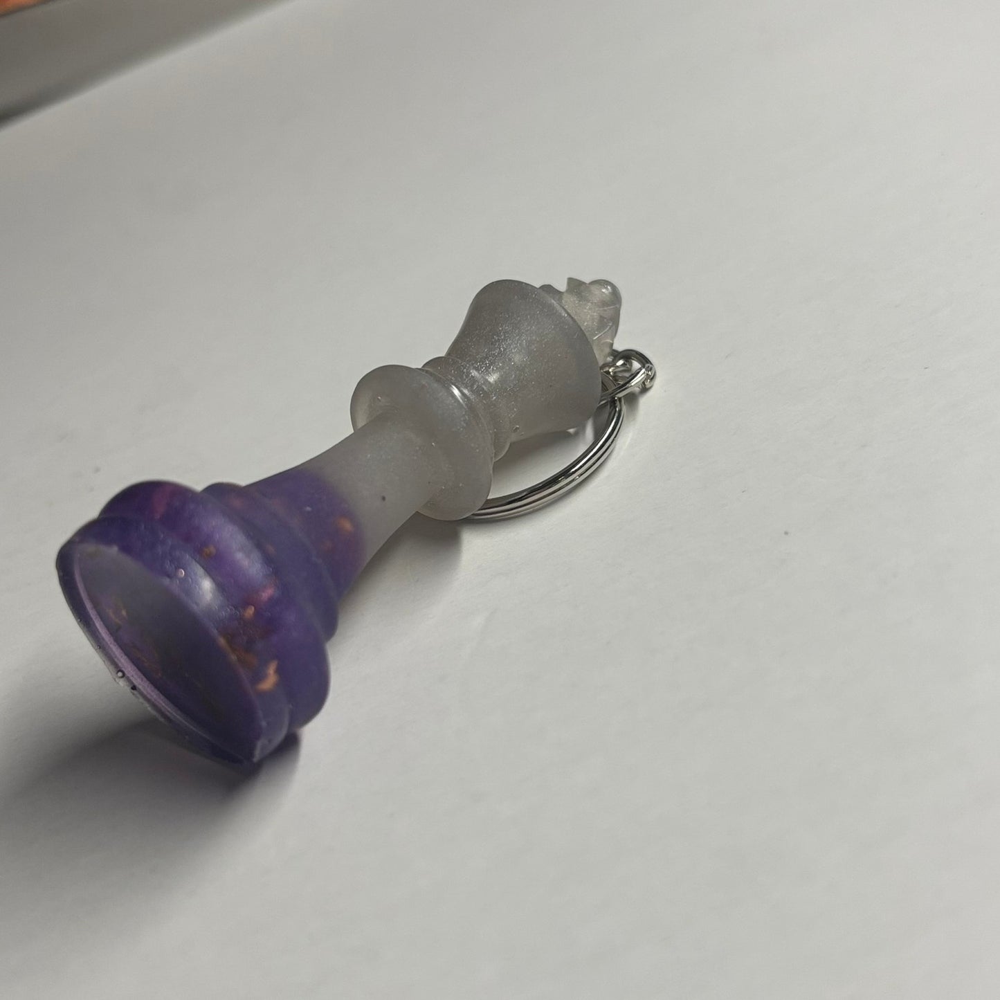 Purple White King - Handmade Resin Keychain