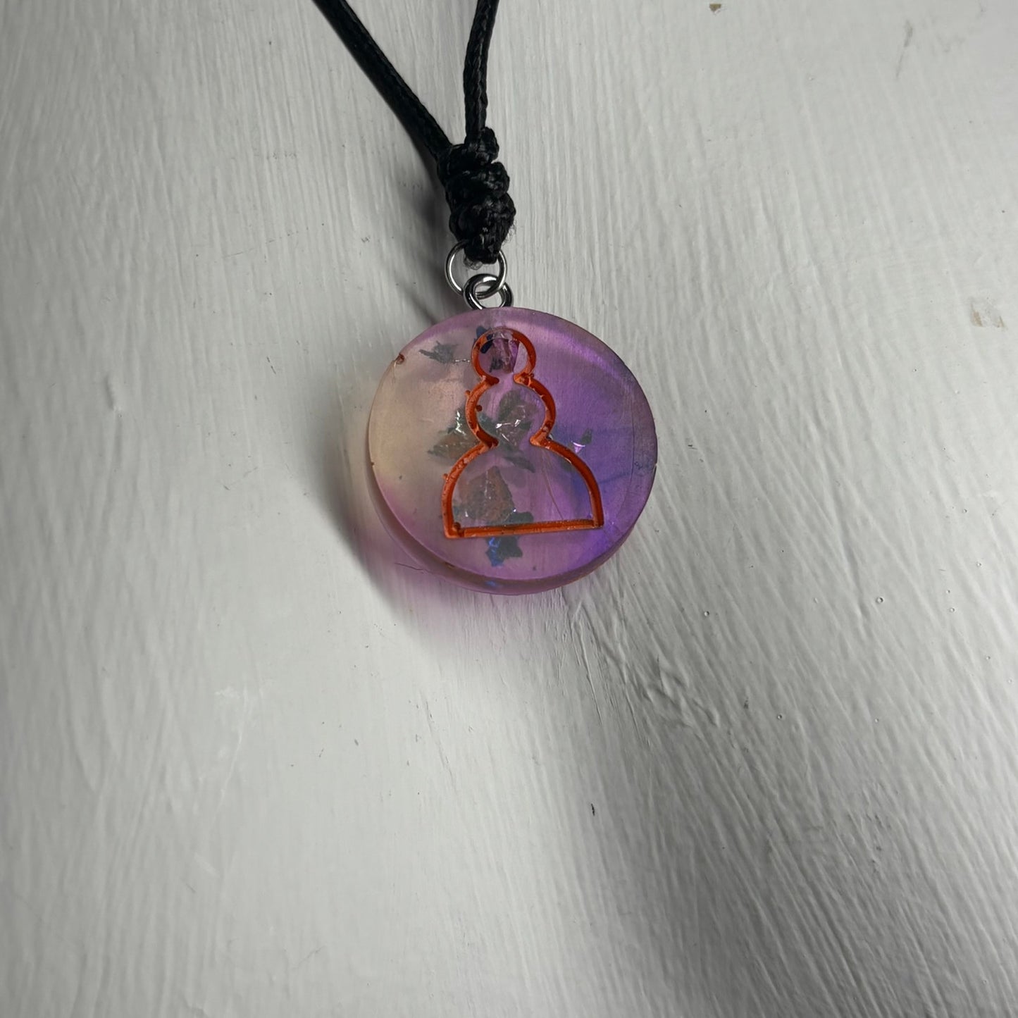 Cosmic Purple Pawn - Handmade Resin Chess Necklace