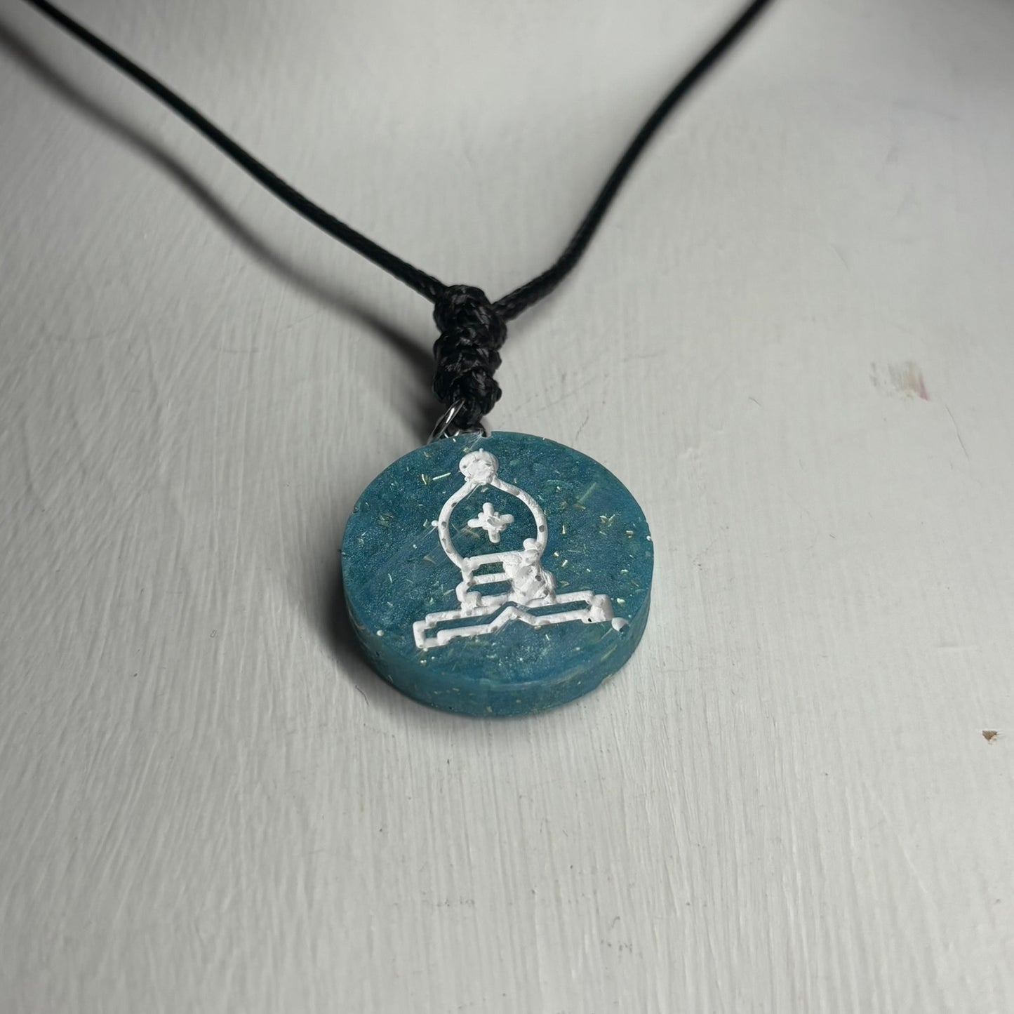 Crystal Blue Bishop - Handmade Resin Chess Necklace