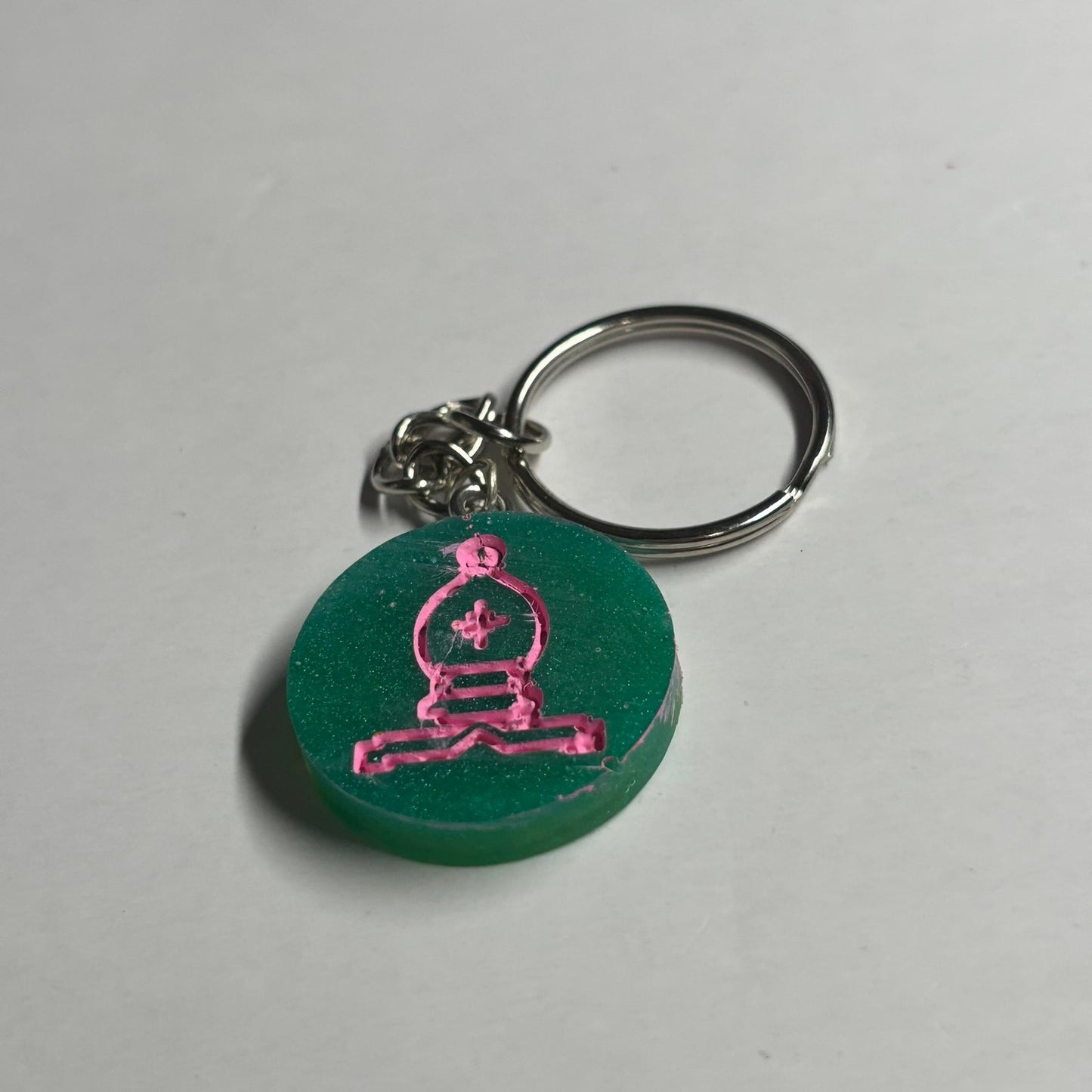 Green Pink Bishop - Handmade Resin Keychain
