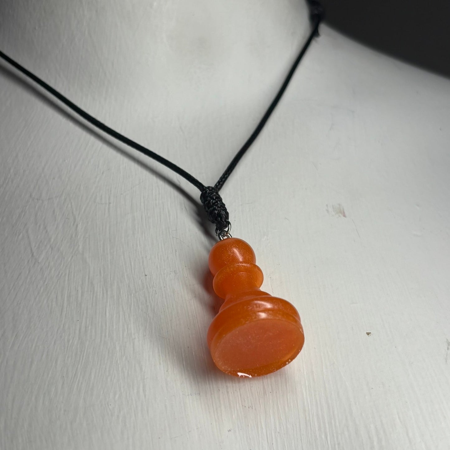 Orange Pawn - Handmade Resin Chess Necklace