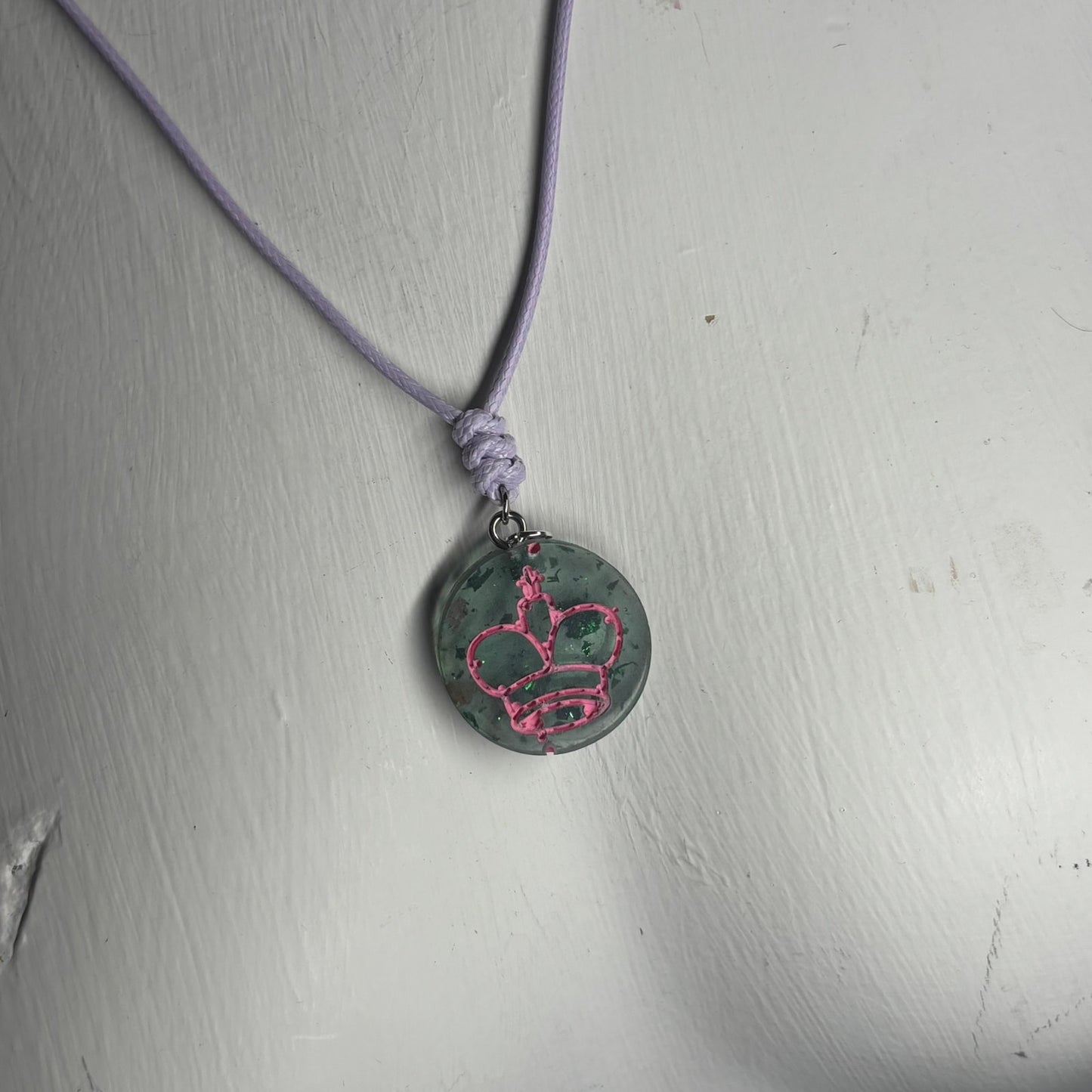 Pink King - Handmade Resin Chess Necklace