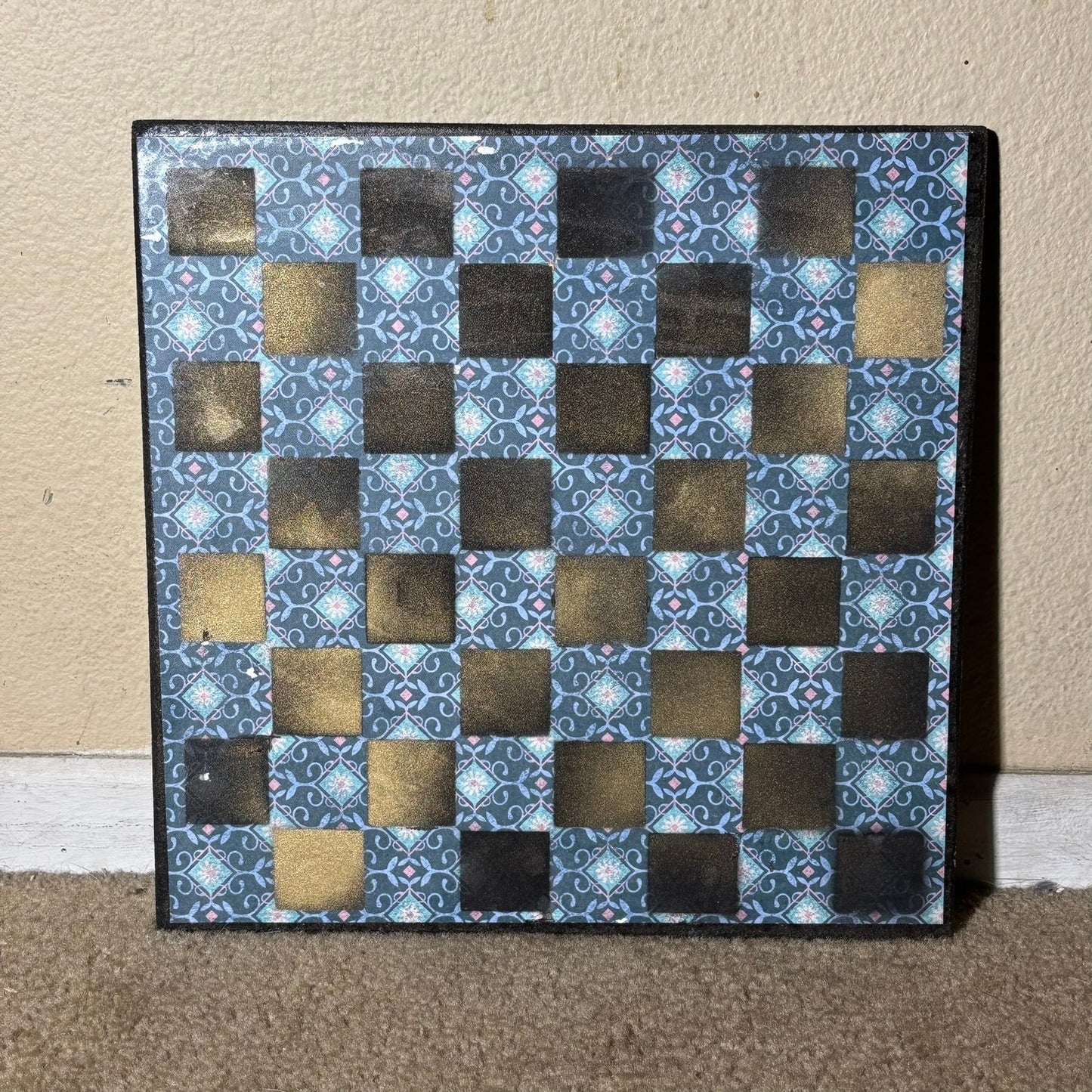 Aqua Blue - Scrapbook Chess Board