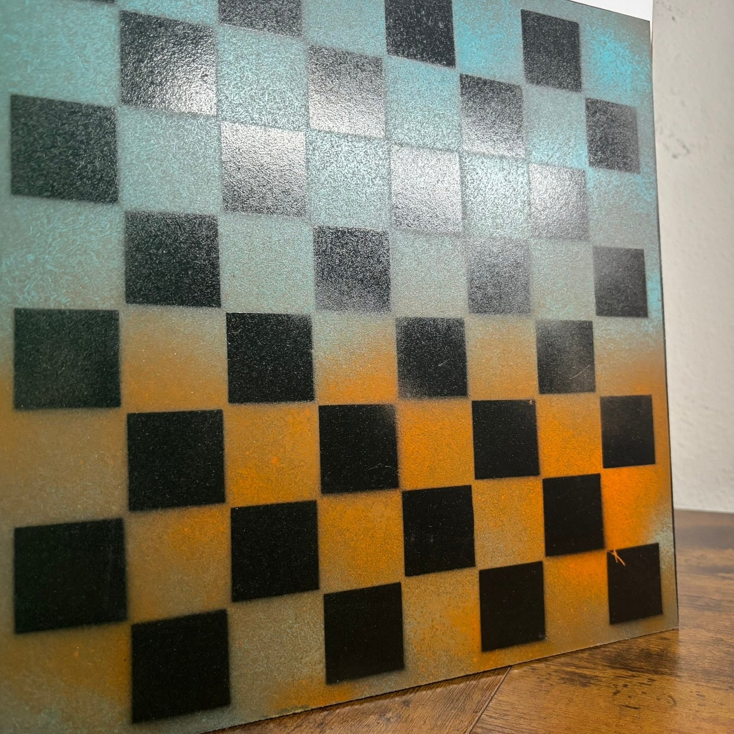 Blue & Orange - Painted Chess Board