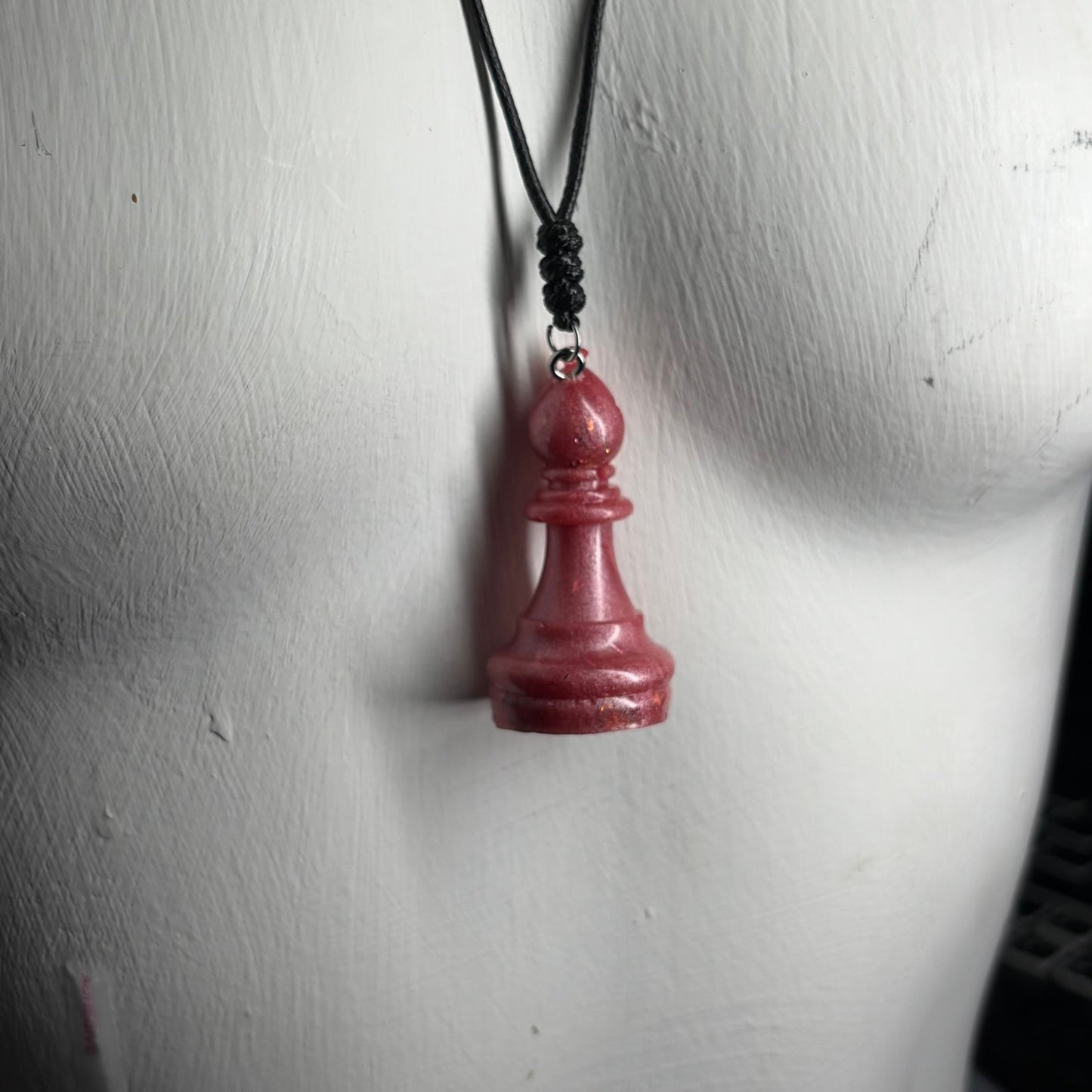 Peach Pink Bishop - Handmade Resin Chess Necklace