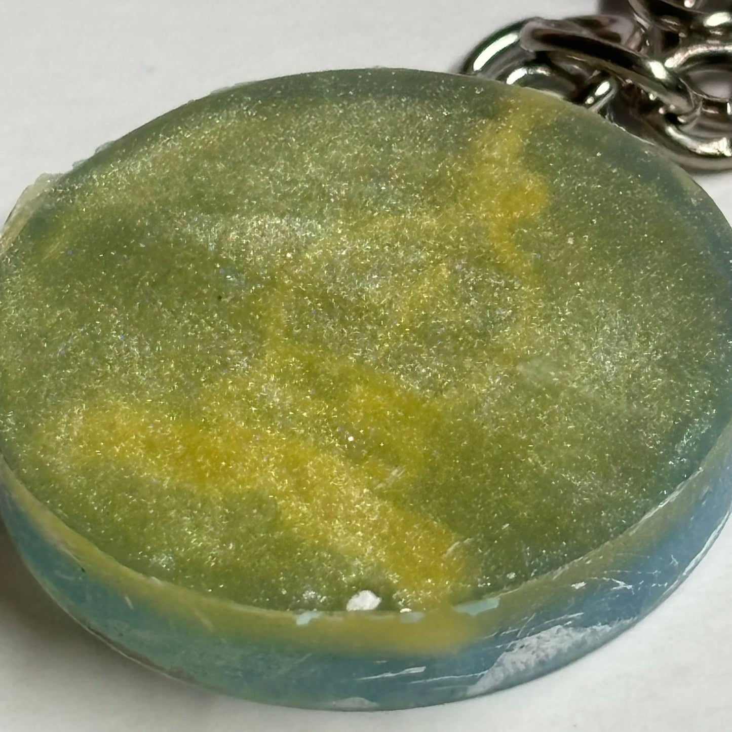 Yellow Blue Bishop - Handmade Resin Keychain - Flat Edition