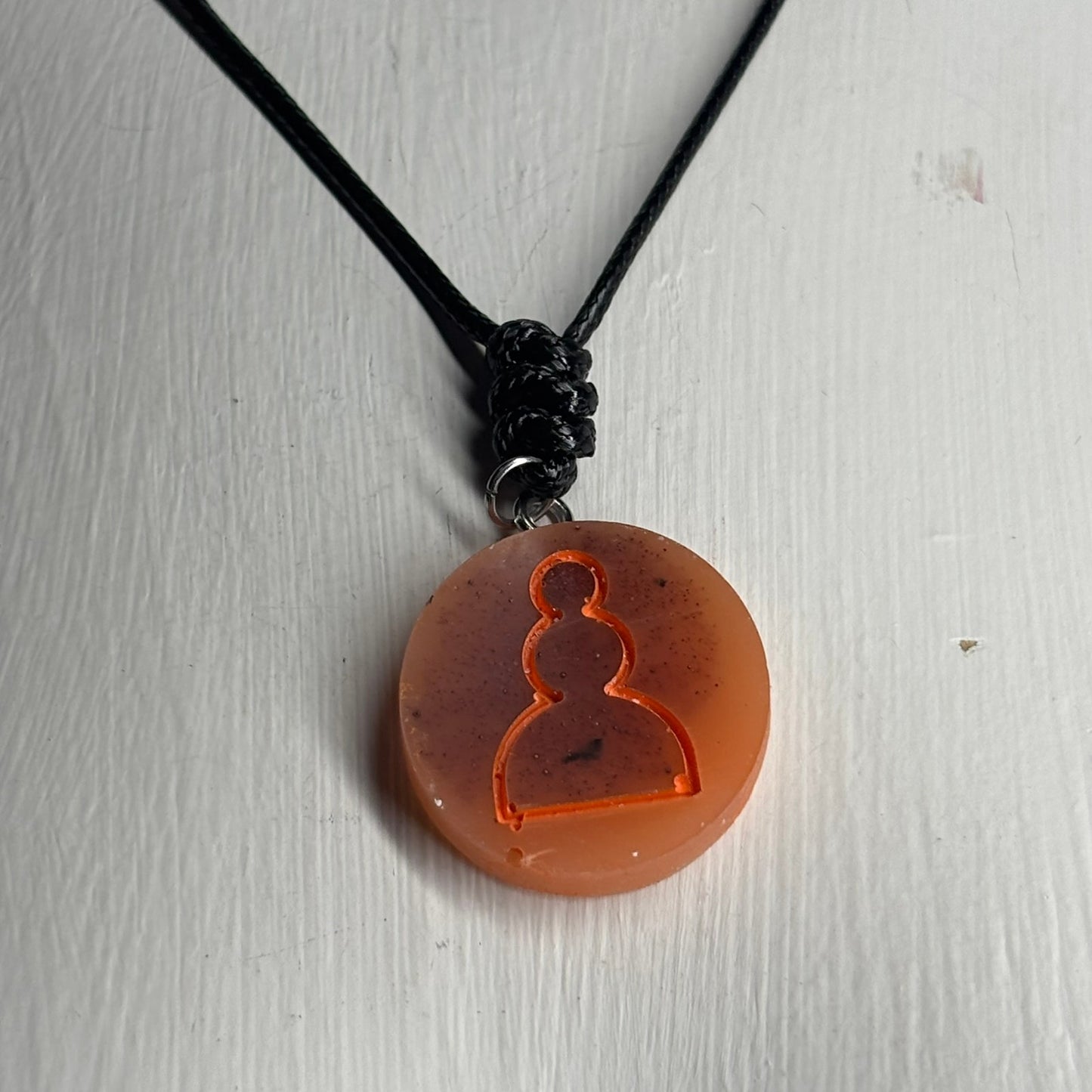 Safari Orange Pawn - Handmade Resin Chess Necklace