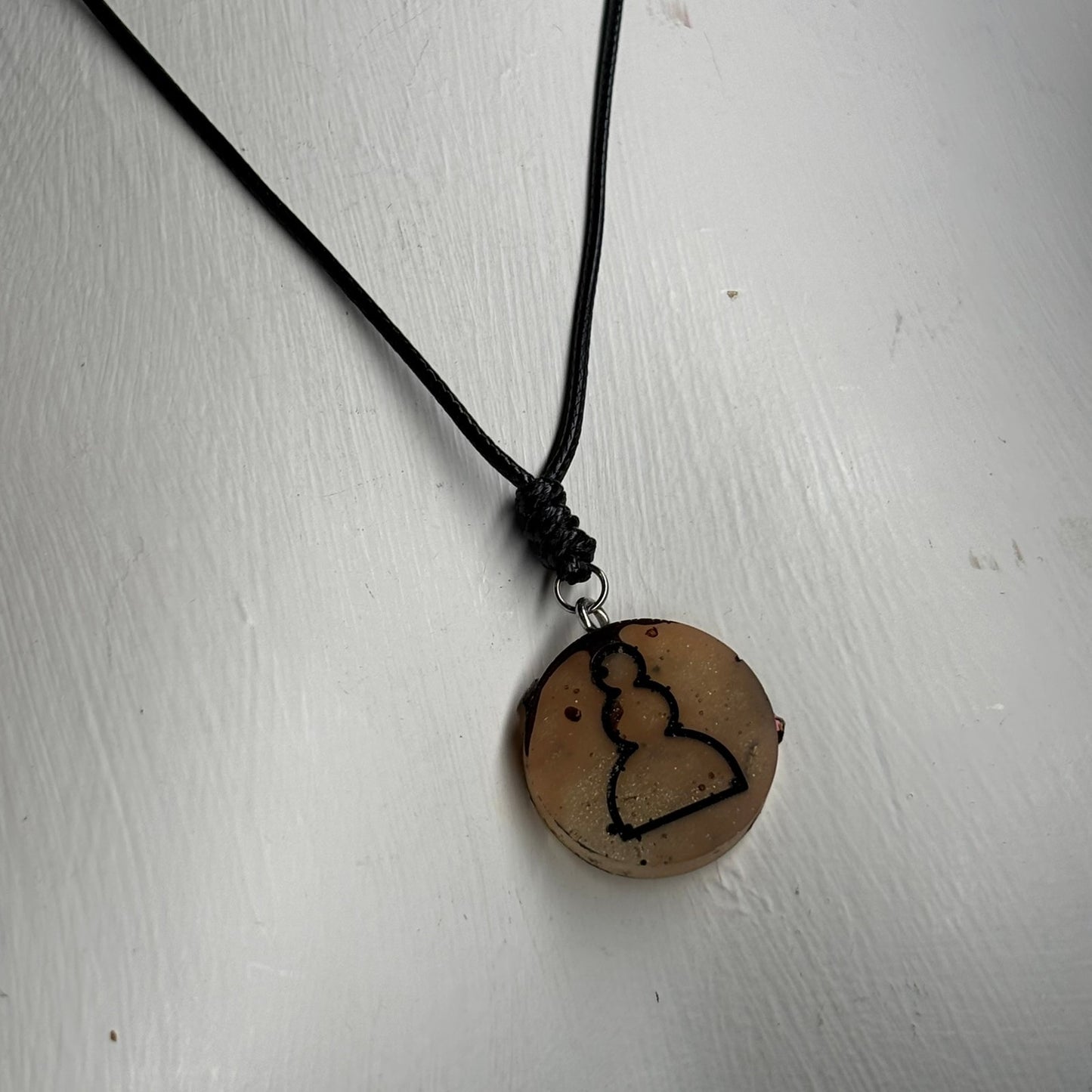 Orange Cream Pawn - Handmade Resin Chess Necklace